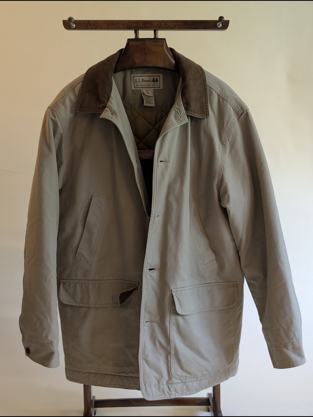L.L. Bean Original Field Coat Barn Jacket Khaki Canvas Thinsulate Lined Men's XL